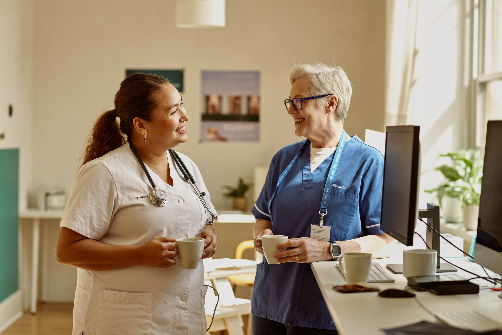 An ePeople specialist walking a facility administrator through a live demo